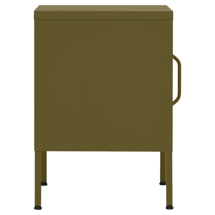 Tables de chevet 2 pcs Vert olive 35x35x51 cm Acier – Image 4