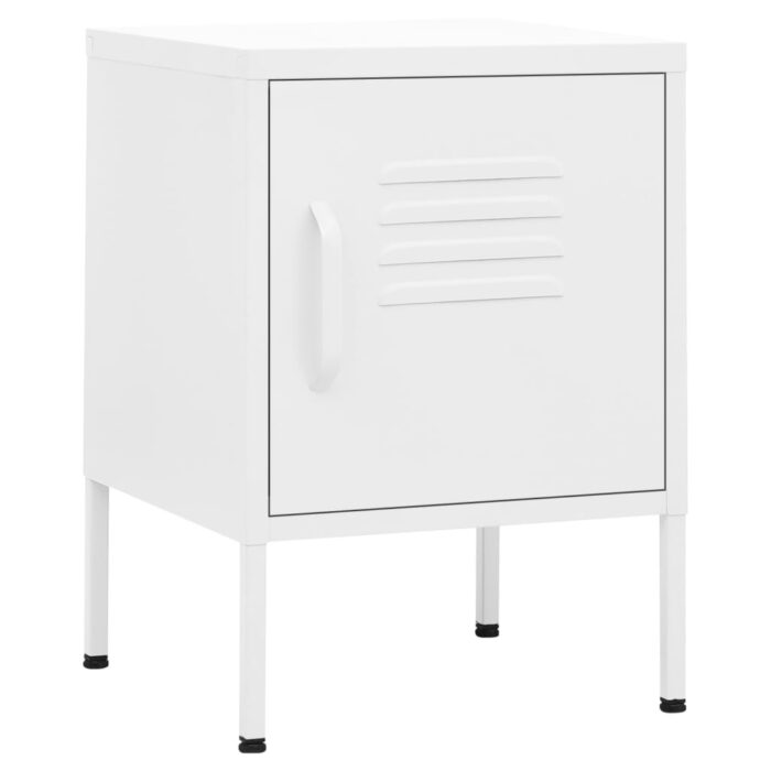 Tables de chevet 2 pcs Blanc 35x35x51 cm Acier – Image 2