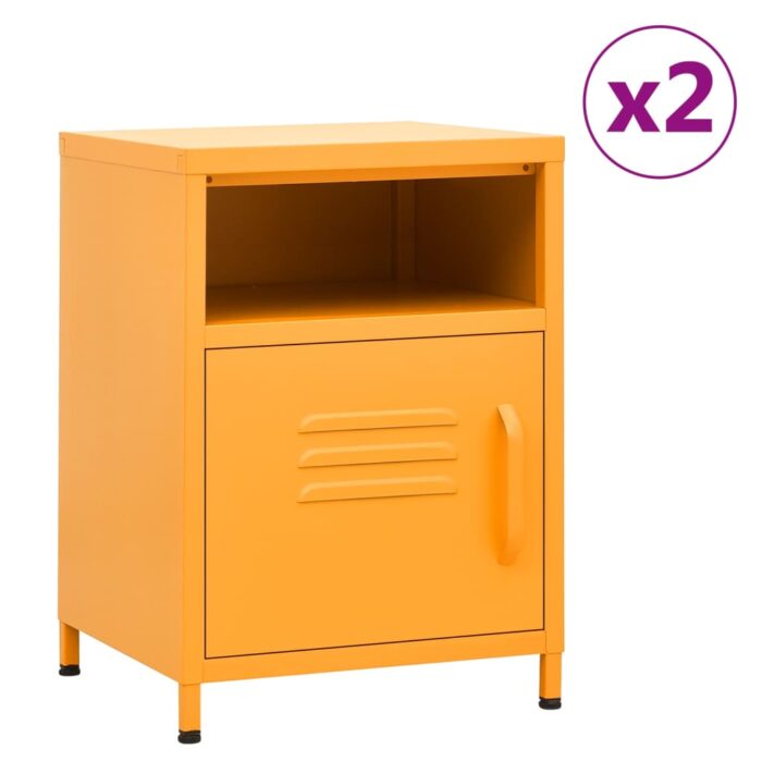 Tables de chevet 2 pcs Jaune moutarde 35x35x51 cm Acier – Image 1