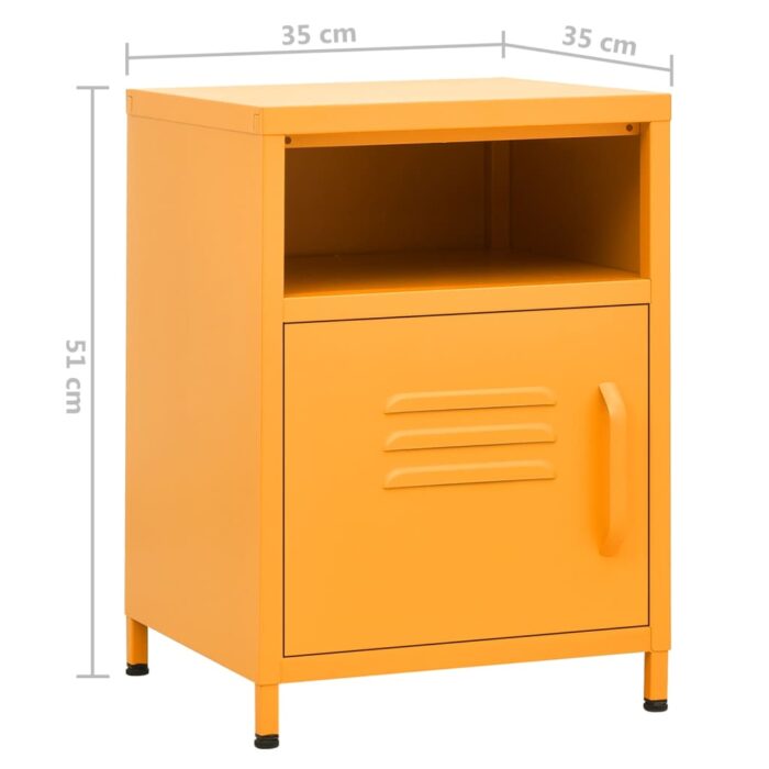 Tables de chevet 2 pcs Jaune moutarde 35x35x51 cm Acier – Image 8