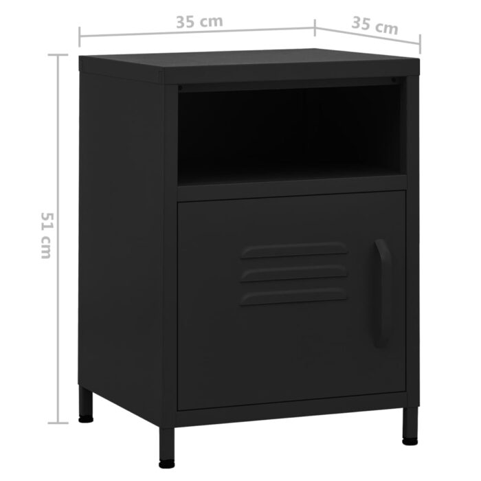 Tables de chevet 2 pcs Noir 35x35x51 cm Acier – Image 8