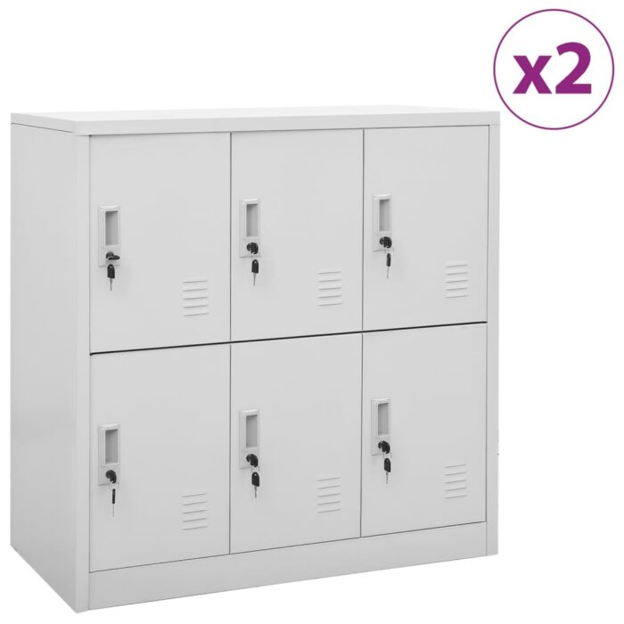 Armoires à casiers 2 pcs Gris clair 90x45x92,5 cm Acier – Image 1