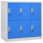 Armoires à casiers 2 pcs Gris clair et bleu 90x45x92,5 cm Acier – Image 2