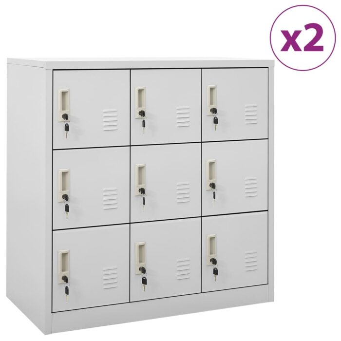 Armoires à casiers 2 pcs Gris clair 90x45x92,5 cm Acier – Image 1