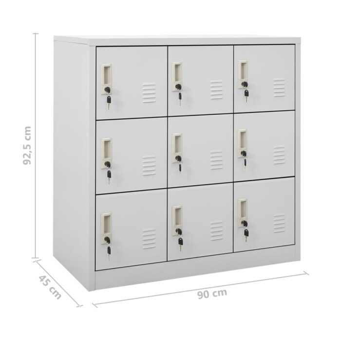 Armoires à casiers 2 pcs Gris clair 90x45x92,5 cm Acier – Image 8