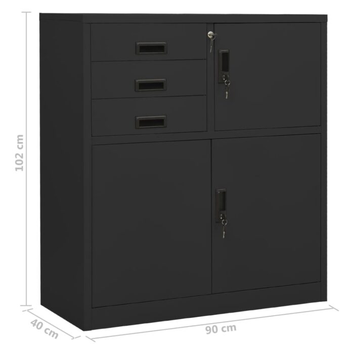 Armoire de bureau et jardinière Anthracite 90x40x125 cm Acier – Image 10