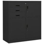 Armoire de bureau et jardinière Anthracite 90x40x125 cm Acier – Image 5