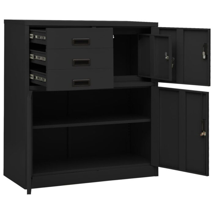 Armoire de bureau et jardinière Anthracite 90x40x125 cm Acier – Image 6