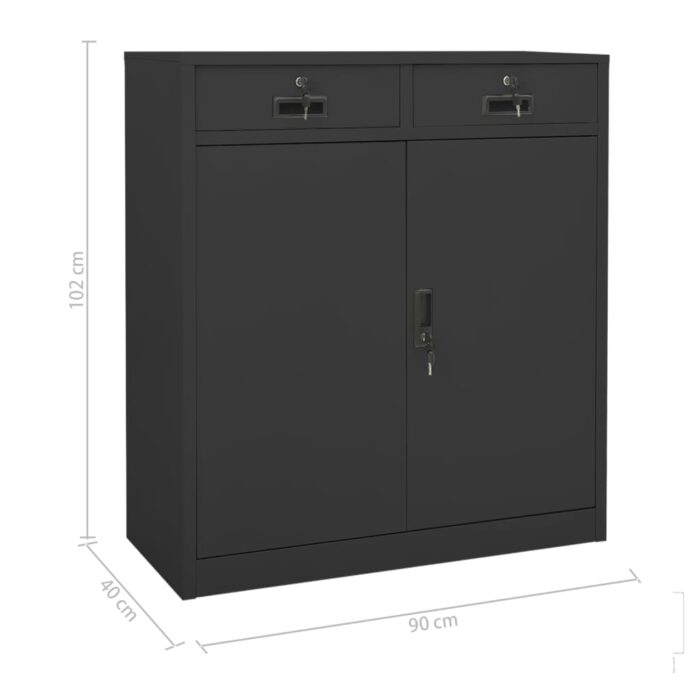 Armoire de bureau et jardinière Anthracite 90x40x125 cm Acier – Image 10