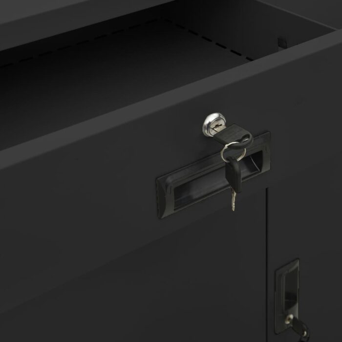 Armoire de bureau et jardinière Anthracite 90x40x125 cm Acier – Image 2