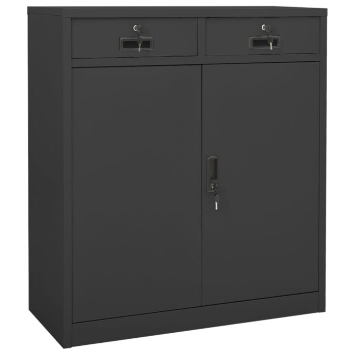 Armoire de bureau et jardinière Anthracite 90x40x125 cm Acier – Image 7