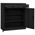 Armoire de bureau et jardinière Anthracite 90x40x125 cm Acier – Image 8