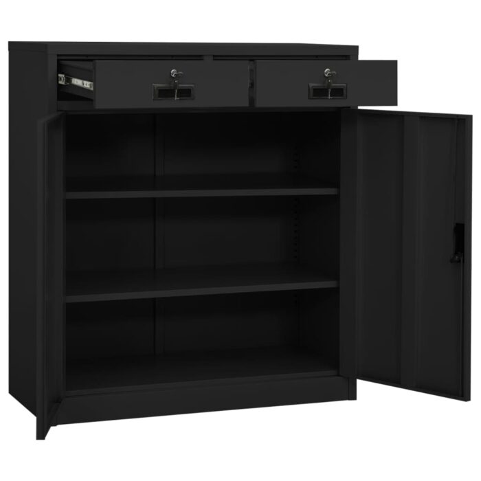 Armoire de bureau et jardinière Anthracite 90x40x125 cm Acier – Image 8