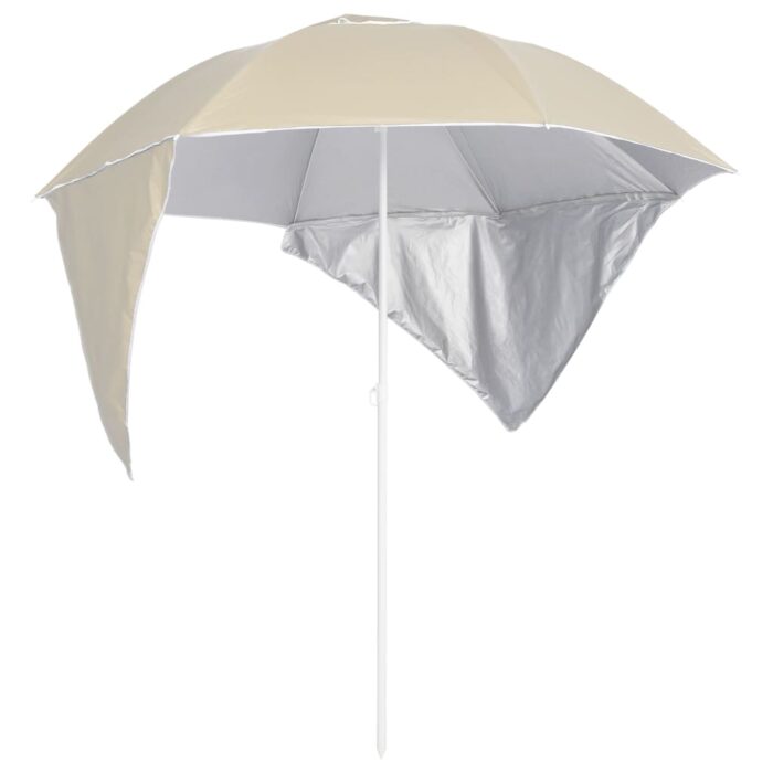 Parasol de plage avec parois latérales sable 215 cm – Image 1