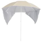 Parasol de plage avec parois latérales sable 215 cm – Image 2
