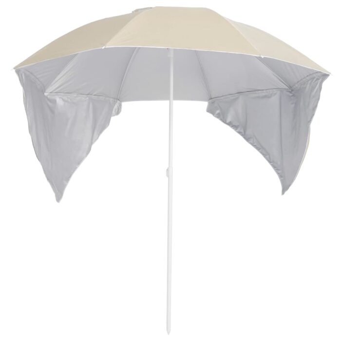 Parasol de plage avec parois latérales sable 215 cm – Image 2
