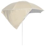 Parasol de plage avec parois latérales sable 215 cm – Image 3