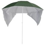Parasol de plage avec parois latérales vert 215 cm – Image 2