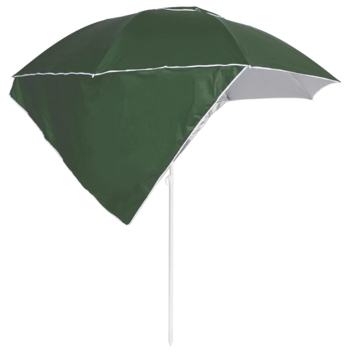 Parasol de plage avec parois latérales vert 215 cm – Image 3