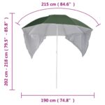 Parasol de plage avec parois latérales vert 215 cm – Image 8
