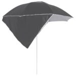 Parasol de plage avec parois latérales anthracite 215 cm – Image 3