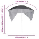 Parasol de plage avec parois latérales anthracite 215 cm – Image 8