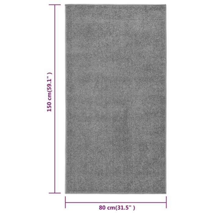 Tapis à poils courts 80x150 cm Gris – Image 6