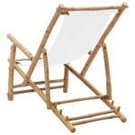 Chaise de terrasse Bambou et toile Blanc crème – Image 4