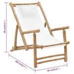 Chaise de terrasse Bambou et toile Blanc crème – Image 7