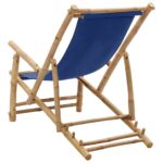 Chaise de terrasse Bambou et toile Bleu marine – Image 4