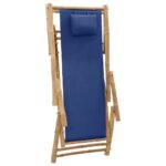 Chaise de terrasse Bambou et toile Bleu marine – Image 5