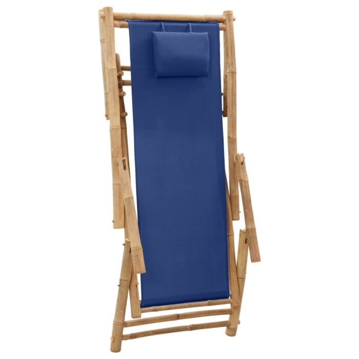 Chaise de terrasse Bambou et toile Bleu marine – Image 5