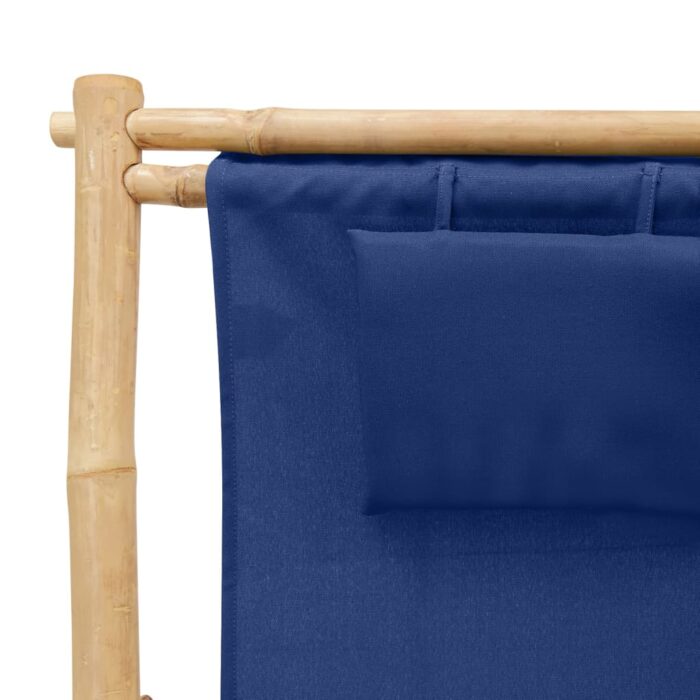 Chaise de terrasse Bambou et toile Bleu marine – Image 6