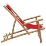 Chaise de terrasse Bambou et toile Rouge – Image 2