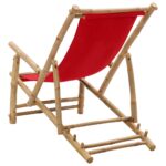 Chaise de terrasse Bambou et toile Rouge – Image 4