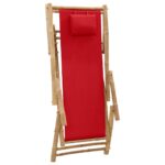 Chaise de terrasse Bambou et toile Rouge – Image 5