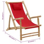 Chaise de terrasse Bambou et toile Rouge – Image 7