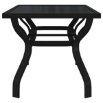 Table de jardin Noir 180x80x70 cm Acier et verre – Image 2