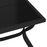 Table de jardin Noir 180x80x70 cm Acier et verre – Image 3