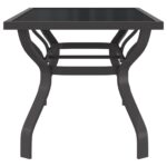 Table de jardin Gris et noir 180x80x70 cm Acier et verre – Image 2