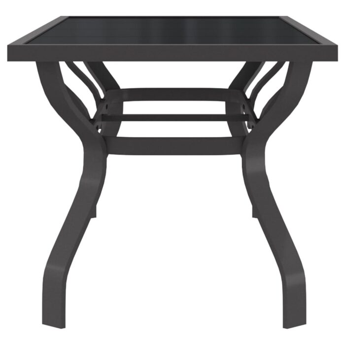 Table de jardin Gris et noir 180x80x70 cm Acier et verre – Image 2