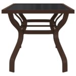 Table de jardin Marron et noir 180x80x70 cm Acier et verre – Image 2