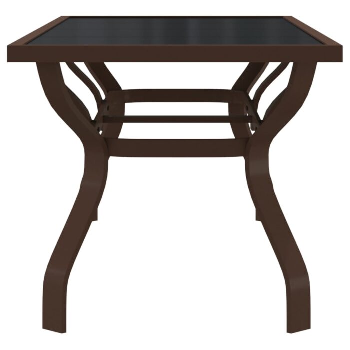 Table de jardin Marron et noir 180x80x70 cm Acier et verre – Image 2