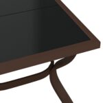 Table de jardin Marron et noir 180x80x70 cm Acier et verre – Image 3