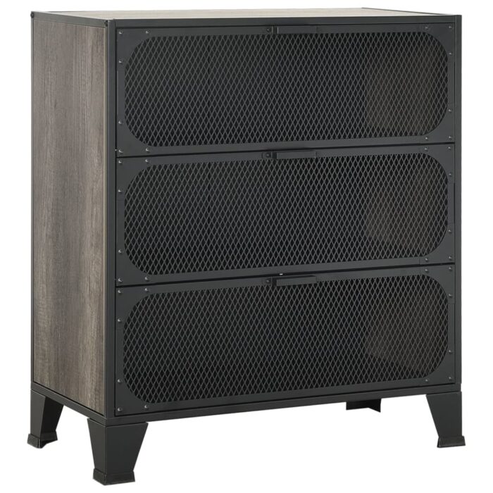 Armoires de rangement 2 pcs Gris 72x36x82 cm Métal et MDF – Image 2