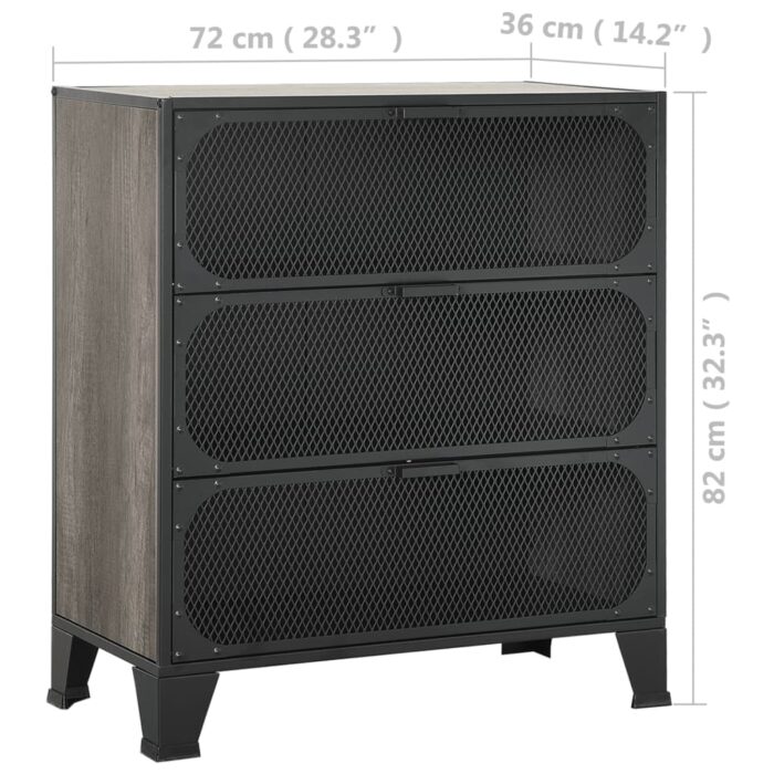 Armoires de rangement 2 pcs Gris 72x36x82 cm Métal et MDF – Image 8