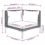 Salon de jardin 3 pcs Gris foncé Résine tressée demi-ronde – Image 10