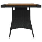 Table de jardin Noir 130x70x72 cm Résine tressée et acacia – Image 2