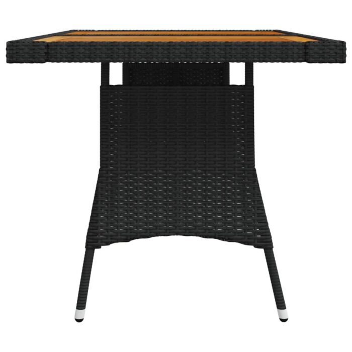 Table de jardin Noir 130x70x72 cm Résine tressée et acacia – Image 2