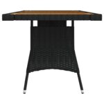 Table de jardin Noir 160x70x72 cm Résine tressée et acacia – Image 2